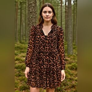 J. Crew Animal Print Ruffle Dress